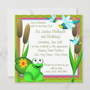 Dragonfly and Frog/ Birthday Invitation