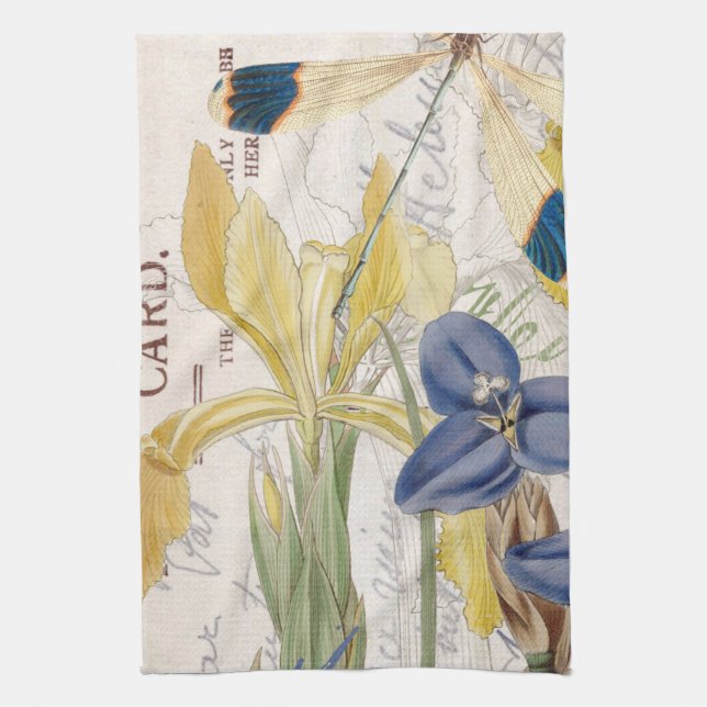 Dragonfly and Irises Towel (Vertical)