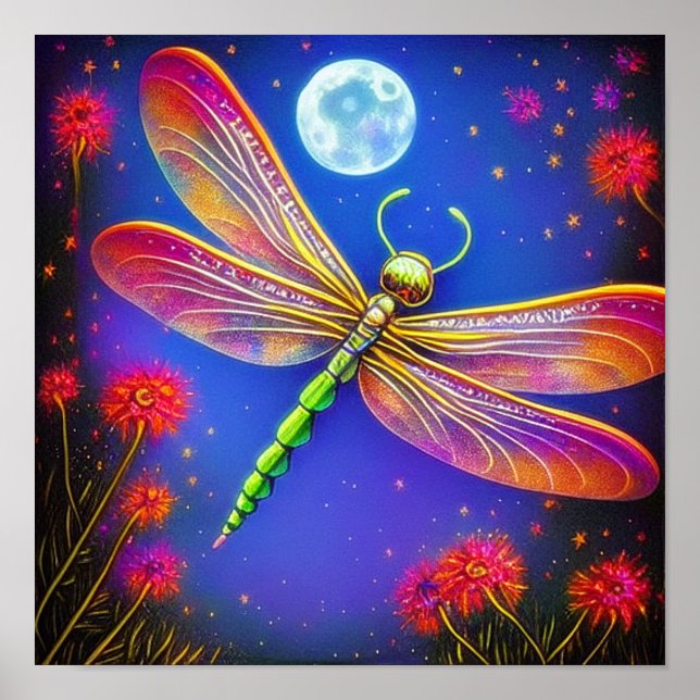 Dragonfly and moon poster (Front)