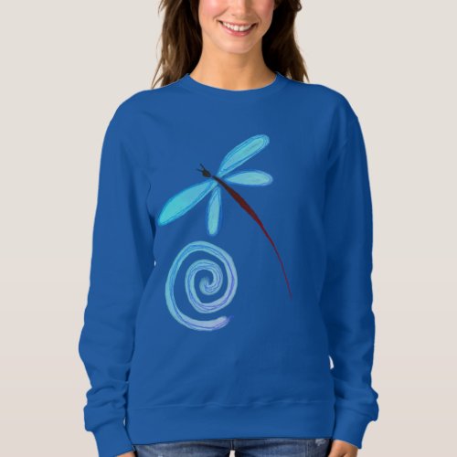 Dragonfly and Spiral Abstract Wearable Art Sweatshirt