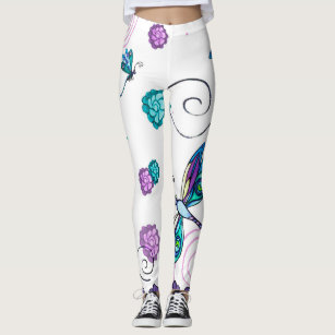 Dragonfly and swirly floral leggings