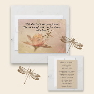 Dragonfly and Water Lily Wedding Invitation