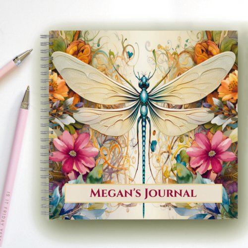 Dragonfly And Wild Flowers  Notebook