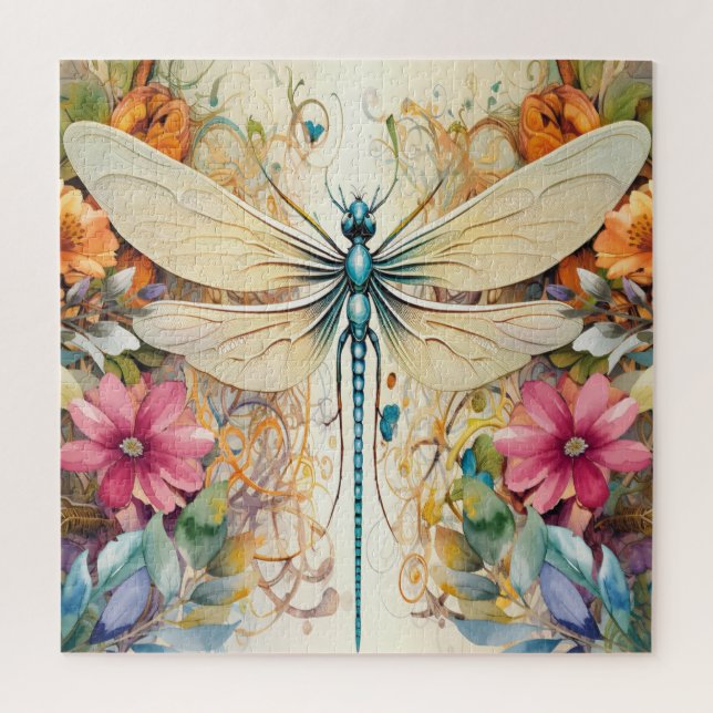 Dragonfly And Wildflowers Jigsaw Puzzle (Vertical)