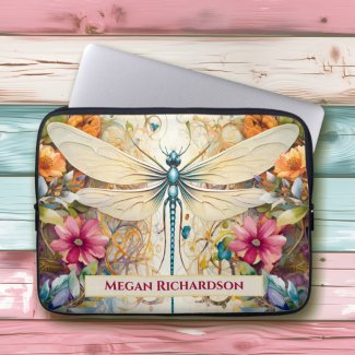 Dragonfly And Wildflowers With Name
