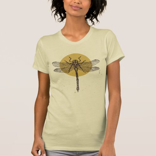 Dragonfly and yellow sun illustration T_Shirt