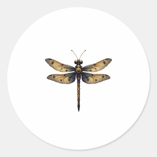 Dragonfly Animal Art Graphic Dragonfly (3) Classic Round Sticker (Front)
