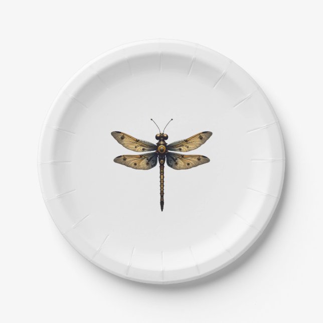 Dragonfly Animal Art Graphic Dragonfly (3) Paper Plates (Front)