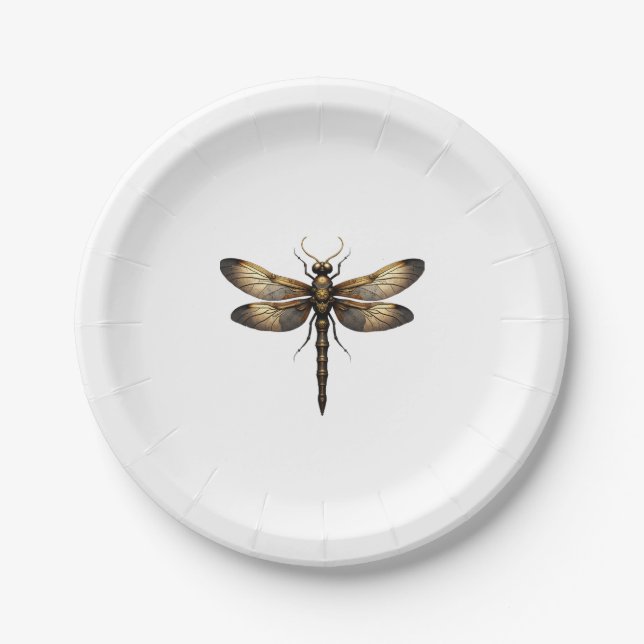 Dragonfly Animal Art Graphic Dragonfly (4) Paper Plates (Front)