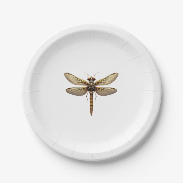 Dragonfly Animal Art Graphic Dragonfly Paper Plates (Front)