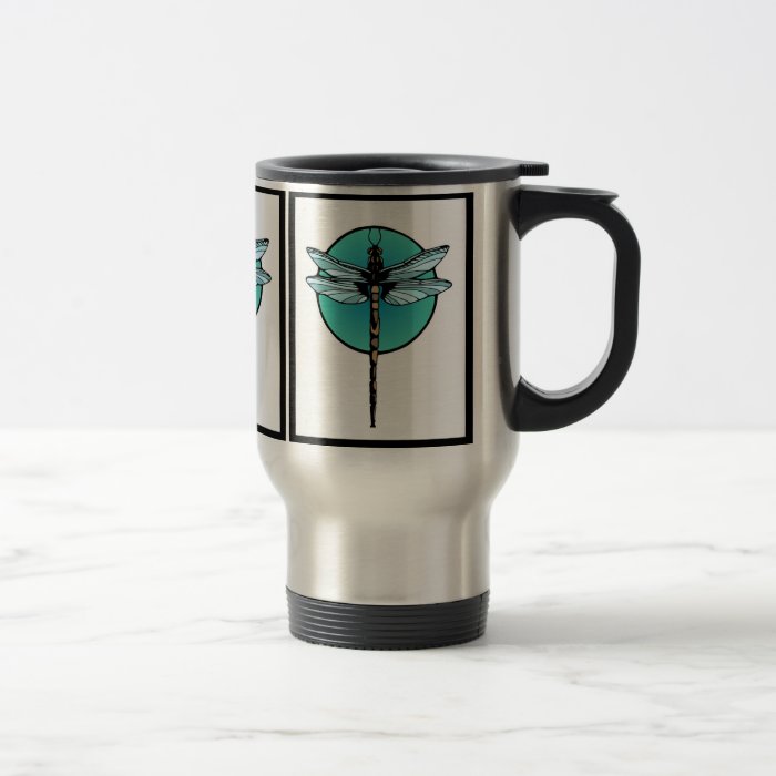 Dragonfly Art Deco Style Mugs