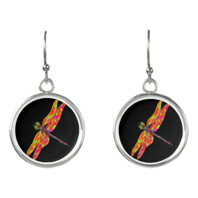Dragonfly art illustration earrings (Front)