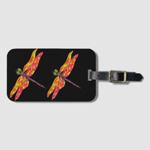 Dragonfly art illustration luggage tag