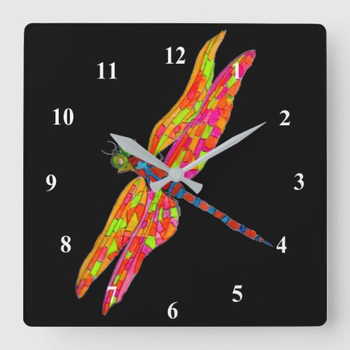 Dragonfly art illustration square wall clock