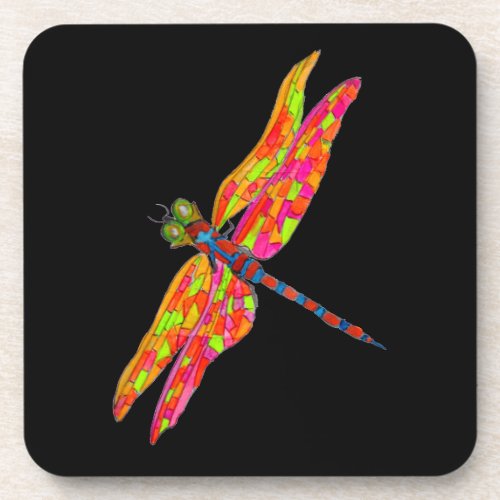 Dragonfly art insect illustration beverage coaster