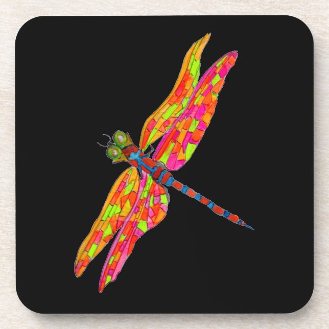 Dragonfly art insect illustration beverage coaster (Front)