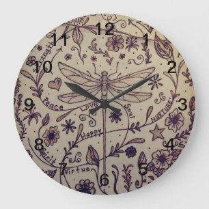 Dragonfly Art Large Clock