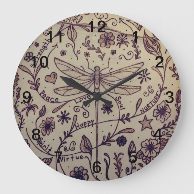 Dragonfly Art Large Clock (Front)