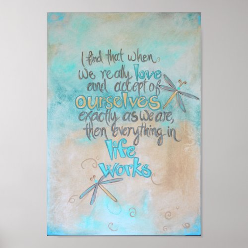 Dragonfly Art _ Life Works Quote  Poster