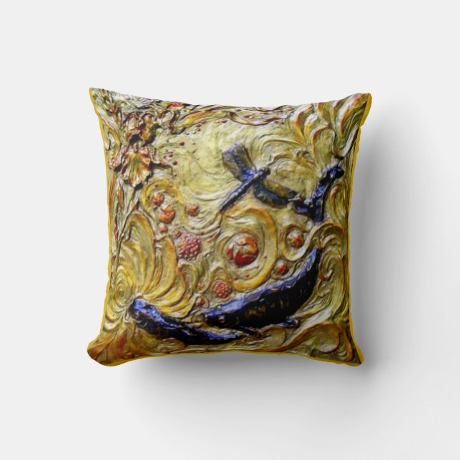 Dragonfly Art Nouveau Relief Pillow by Sharles (Front)
