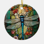 Dragonfly art painting botanical boho chic forest ceramic ornament