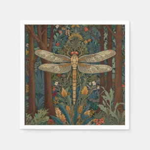 Dragonfly art painting botanical boho chic forest napkins