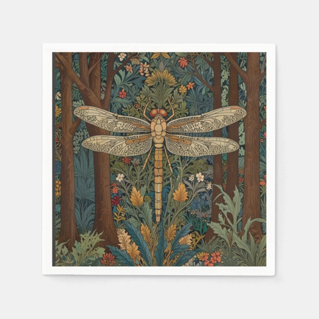 Dragonfly art painting botanical boho chic forest napkins (Front)