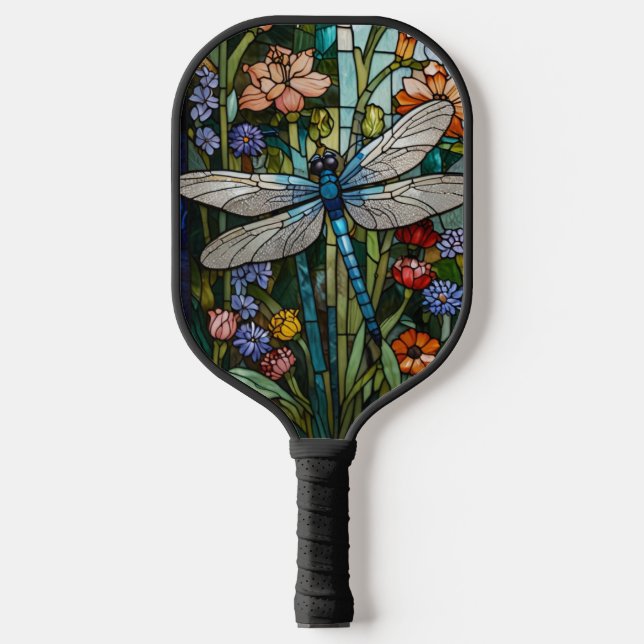 Dragonfly art painting botanical boho chic forest pickleball paddle (Front)