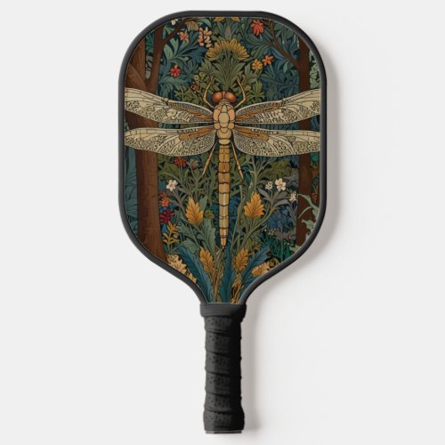 Dragonfly art painting botanical boho chic forest pickleball paddle