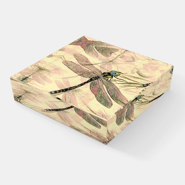 Dragonfly Artistic Gold Design Pattern Paperweight (Angled)