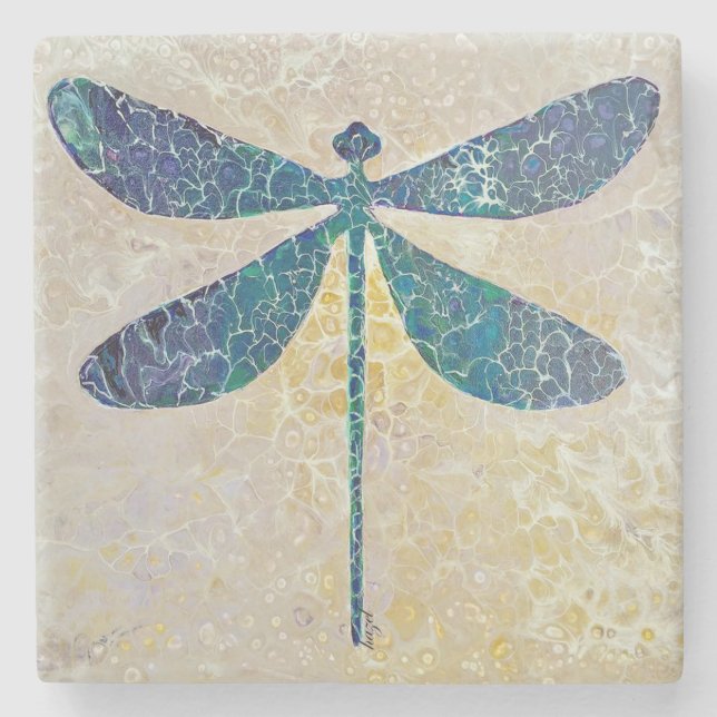 Dragonfly At Dawn, Dragonfly Gifts, Dragonfly Stone Coaster (Front)