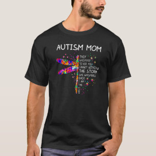 Dragonfly Autism Mom Messy Bun Autism Awareness Da T-Shirt