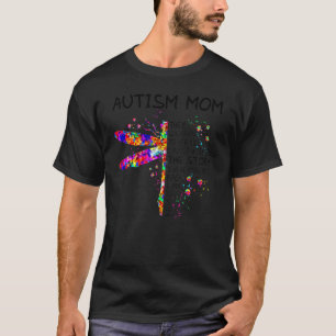 Dragonfly Autism Mom Messy Bun Autism Awareness Da T-Shirt