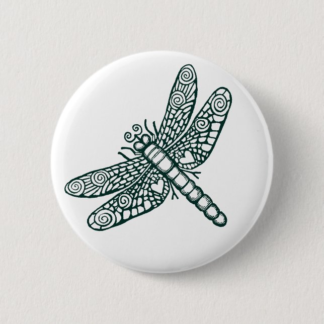 Dragonfly - B&W Button (Front)