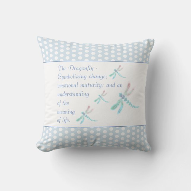 Dragonfly | Beautiful Blue & White Fashion Throw Pillow (Front)