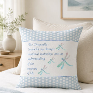 Dragonfly Beautiful Blue & White Fashion Throw Pillow