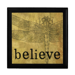 Dragonfly "believe" trinket box