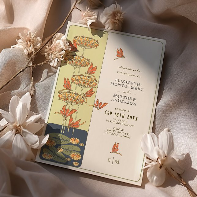 Dragonfly Belle Epoque Art Nouveau Wedding Invitation (Creator Uploaded)