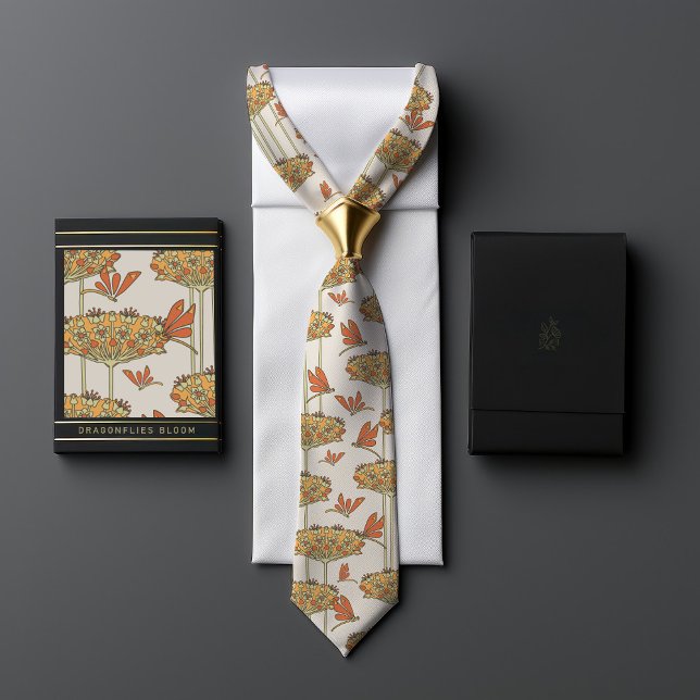 Dragonfly Belle Epoque Art Nouveau Wedding Neck Tie (Creator Uploaded)