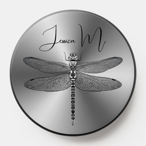 Dragonfly Black and White PopSocket