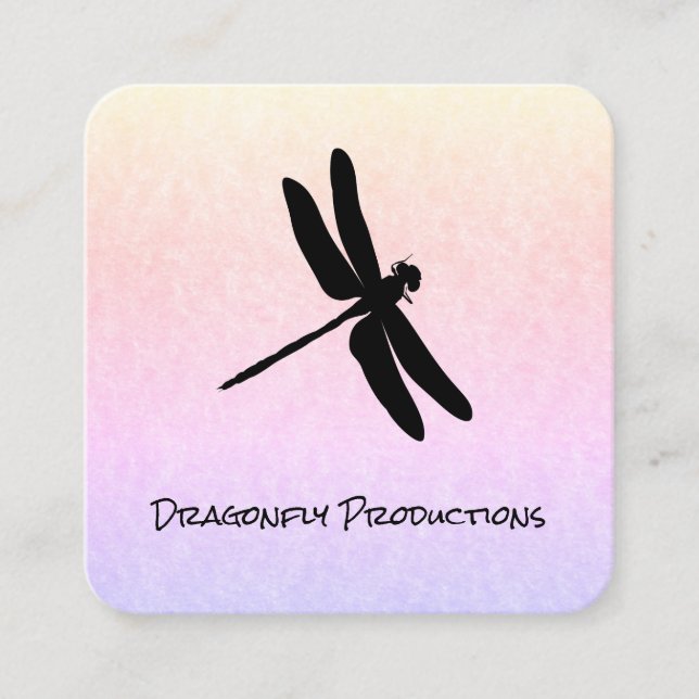 Dragonfly (black) chic square business card (Front)