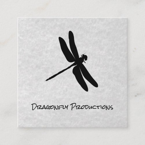 Dragonfly black gray texture square business card