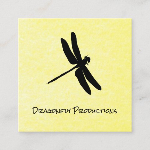 Dragonfly black yellow texture square business card