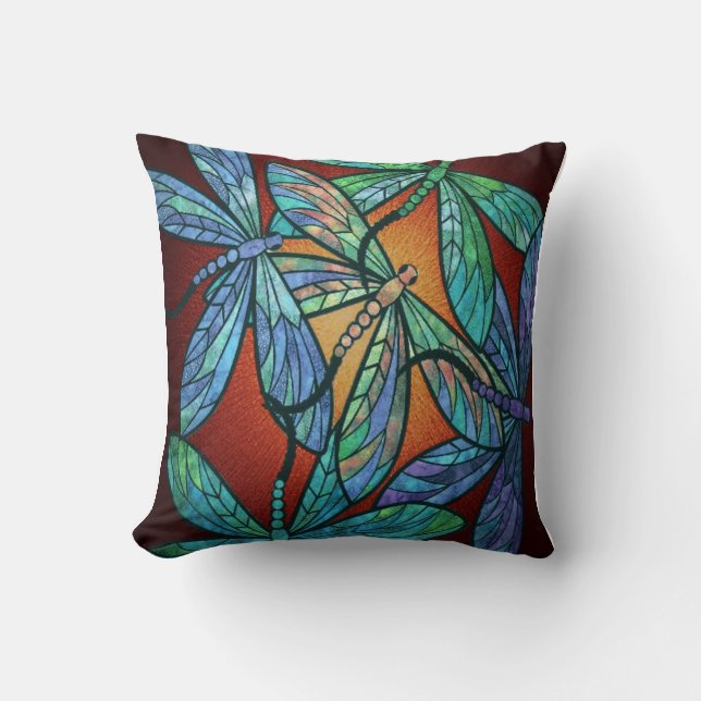 Dragonfly Blanket Gift | Dragonfly Paint Gift Throw Pillow (Front)