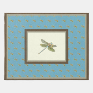 Dragonfly Blue Beige Area Indoor or Outdoor Rug