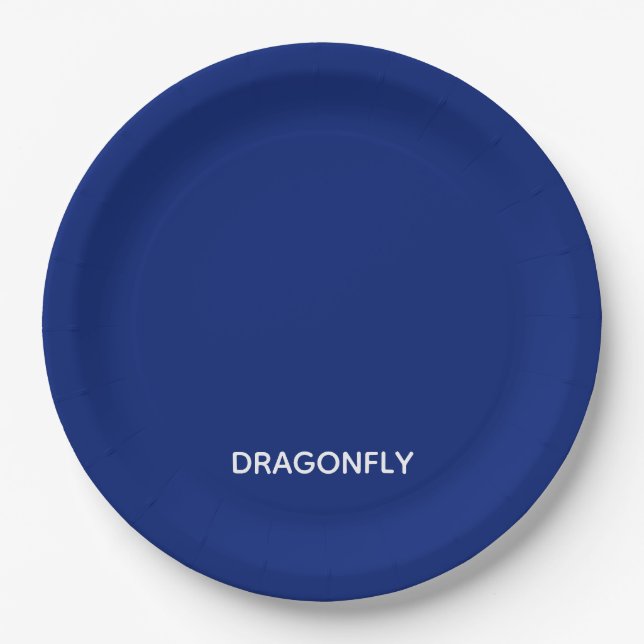 Dragonfly blue color name paper plates (Front)