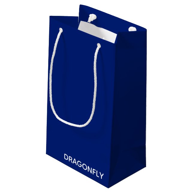 Dragonfly blue color name small gift bag (Back Angled)