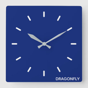 Dragonfly blue color name square wall clock