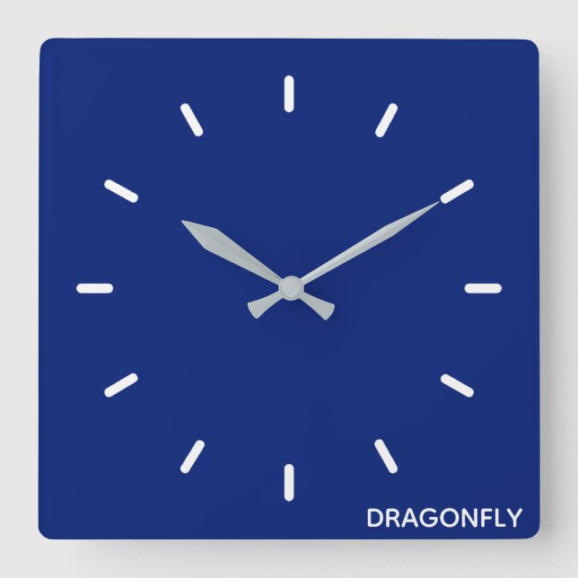 Dragonfly blue color name square wall clock (Front)