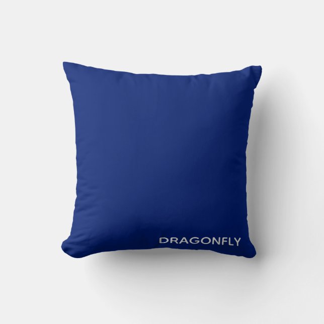 Dragonfly blue color name throw pillow (Front)
